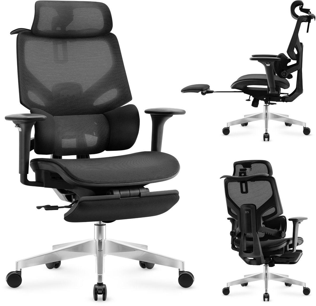Mark Adler Expert 8.7 Ergonomische Bureaustoel met Voetensteun - Mesh - Verstelbaar - Zwart