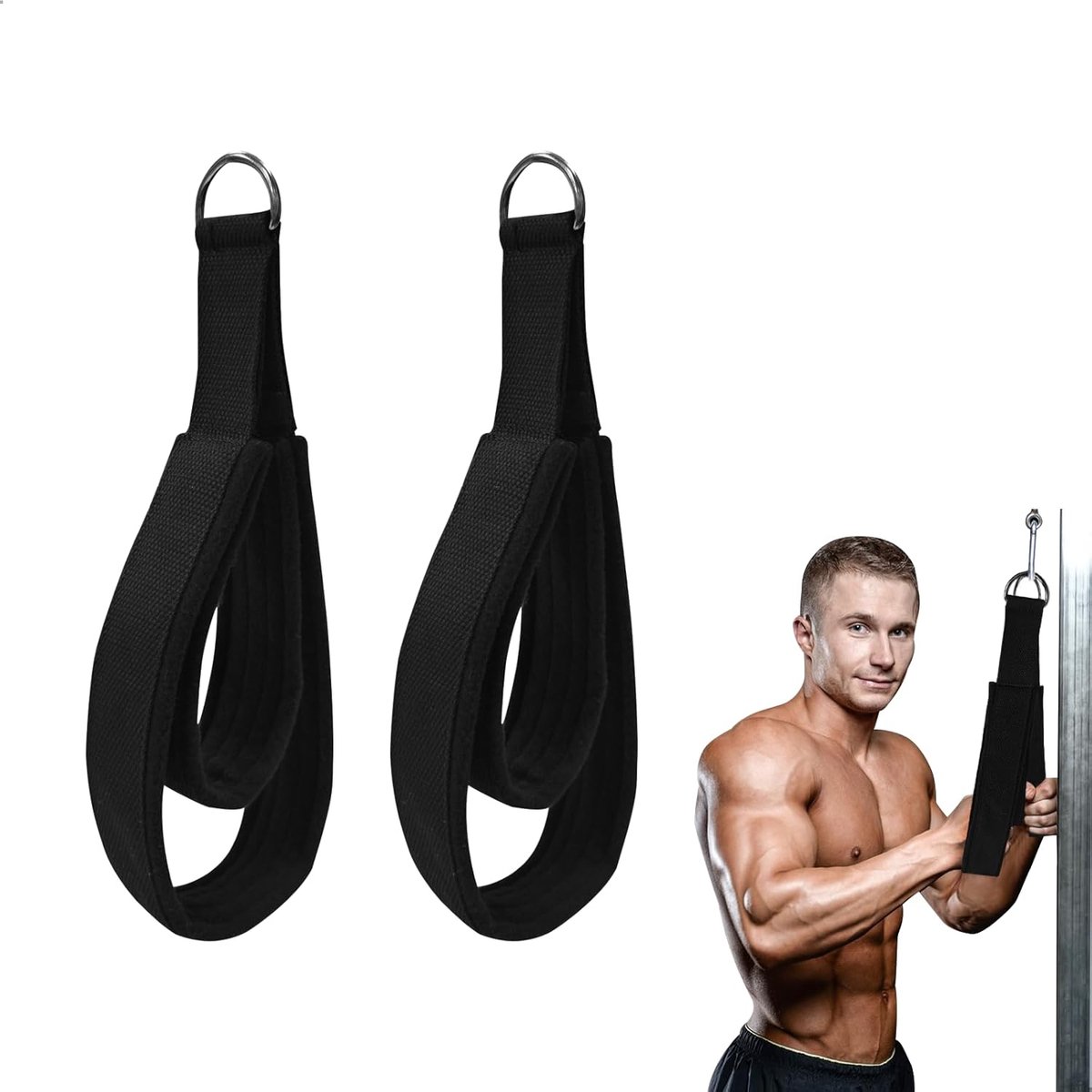 Tricep Rope, Tricep Rope, Gym, Volks, Gym, Double Ring Handles for Cables and Fitness Bands, 2 Sizes in 1, 38 and 28 - ShopVlot