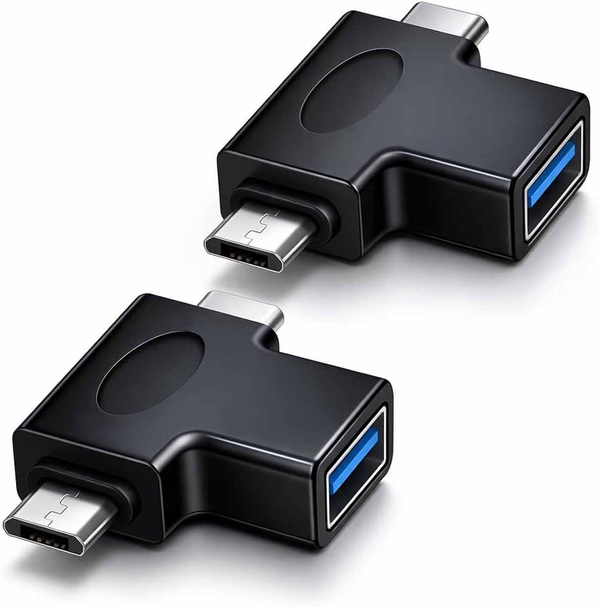 2 in 1 OTG Adapter - Aluminium Grijs - USB 3.0 - Ideaal voor smartphones en tablets - ShopVlot