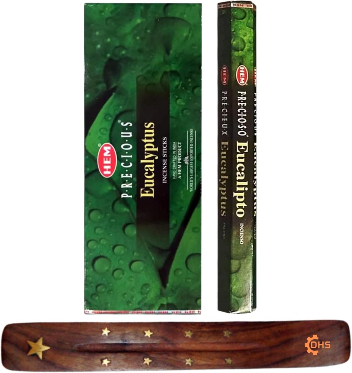 HIM Incense Sticks PRECIOUS Eucalyptus Full Box of 6 with DHS Incense Stick Holder for Yoga, Meditation, Healing - ShopVlot