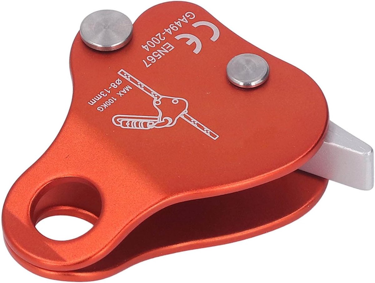 Klimtouwgrijper Aluminiumlegering Zelfsluitende 8-13mm Klimtouwgrijper Stopper voor Outdoor Klimmen Bergbeklimmen (Oranje)