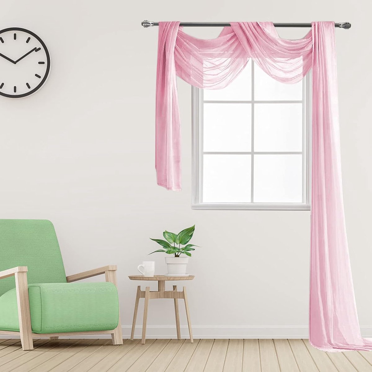 Boog gordijnen, 130 x 550 cm chiffon gordijnen Overgordijnen Voile bruiloftsfeesten Transparante Gordijnen in Superzacht Stof voor woonkamer, bruiloft, feest, ceremonie