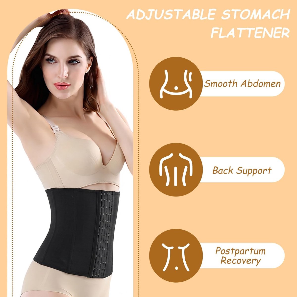 Tailletrainer, postpartum buikband, verstelbare buikafplatter, ademend mesh korset, tailletrainer voor dames, figuurcorrigerend shapewear