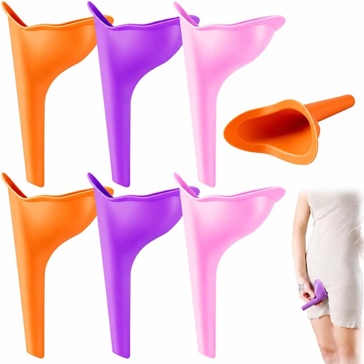 6 Stuks Urinella voor Vrouwen, Plashulp voor Vrouwen van Silicone, Staand Plassen voor Kamperen en Reizen