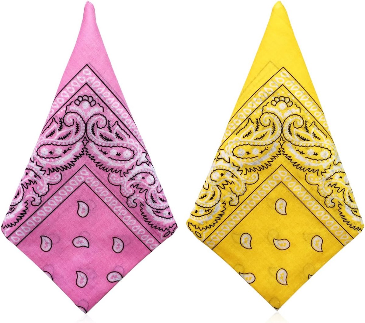 2 stuks vierkante vintage sjaal, decoratieve vierkante sjaal, kledingaccessoires, modieuze vierkante sjaal, kan worden gebruikt als sjaal, hoofddoek, gezichtsmasker, Middengeel, M
