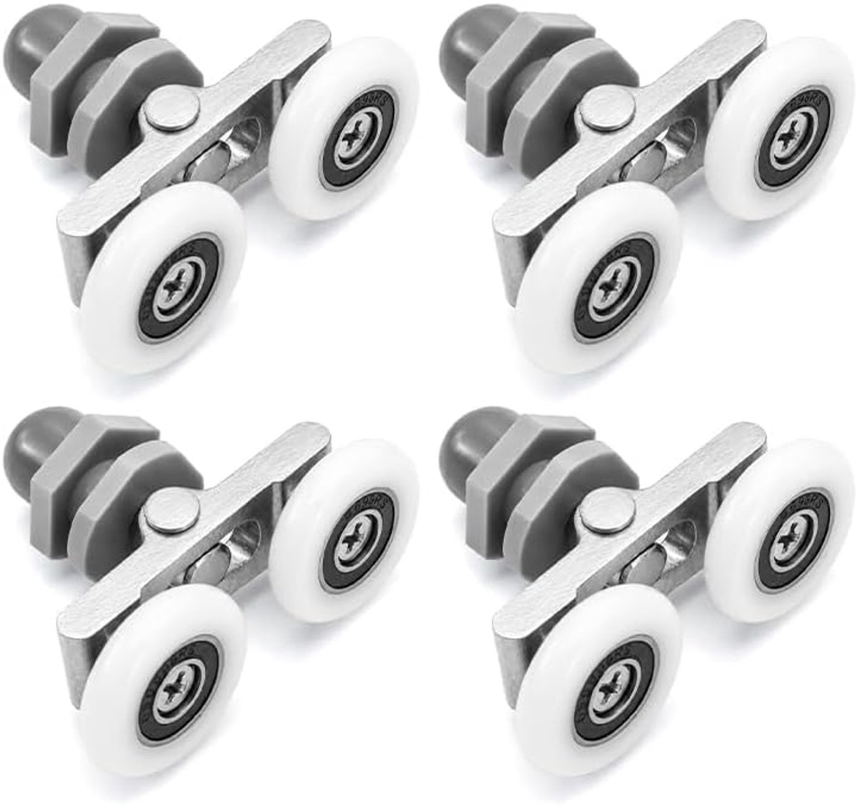 4 stuks rollen voor douchedeur, wielen voor dubbele schuifdeur, van glas, voor badkamerglijbaan, 19 mm, 25 mm