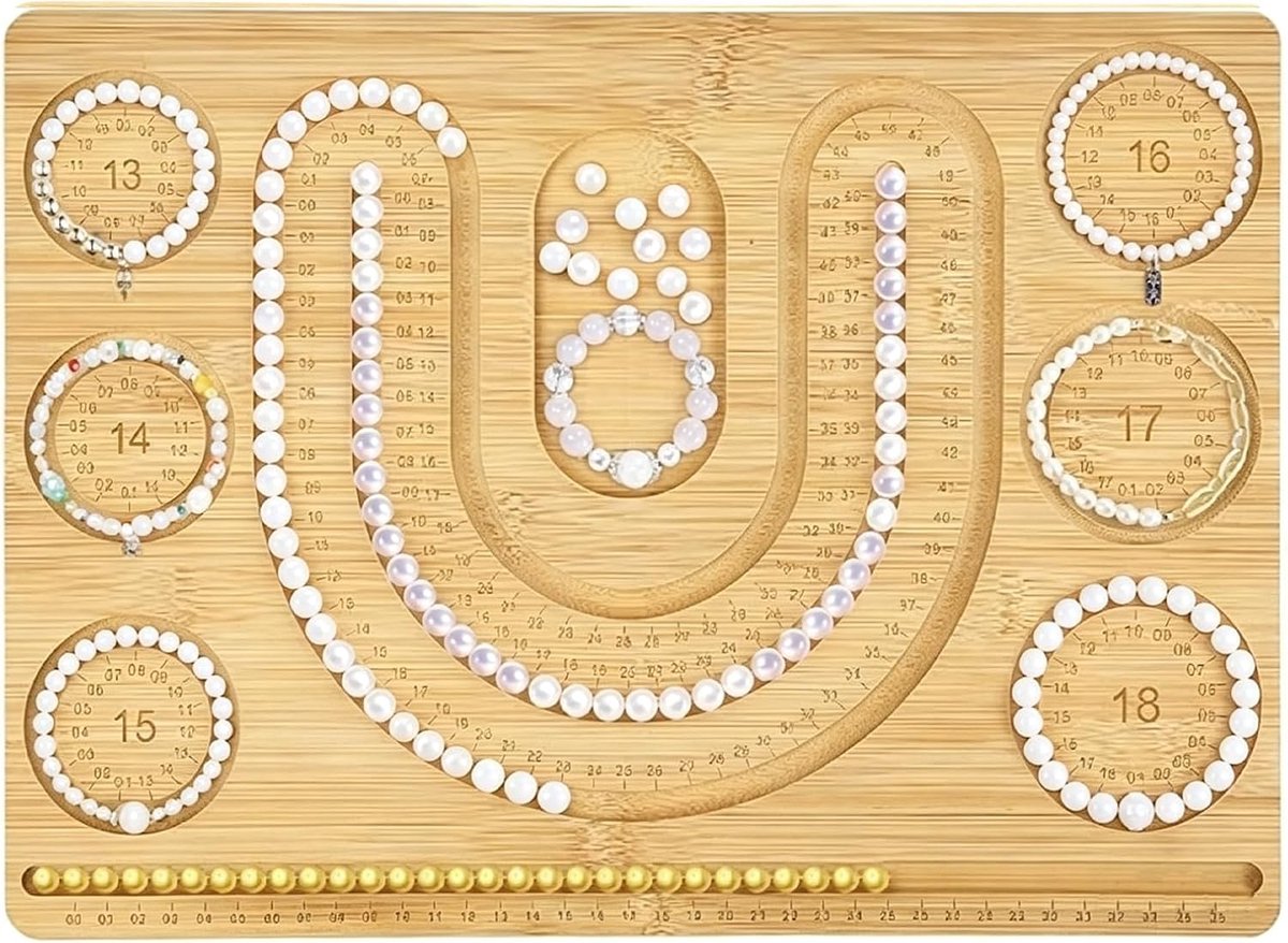 1 stuk kralenplank voor armbanden, 39 x 28 cm, kralenplank van bamboe voor het maken van sieraden, kralenborduurgereedschap voor armbanden, halskettingen, sieraden maken, doe-het-zelf