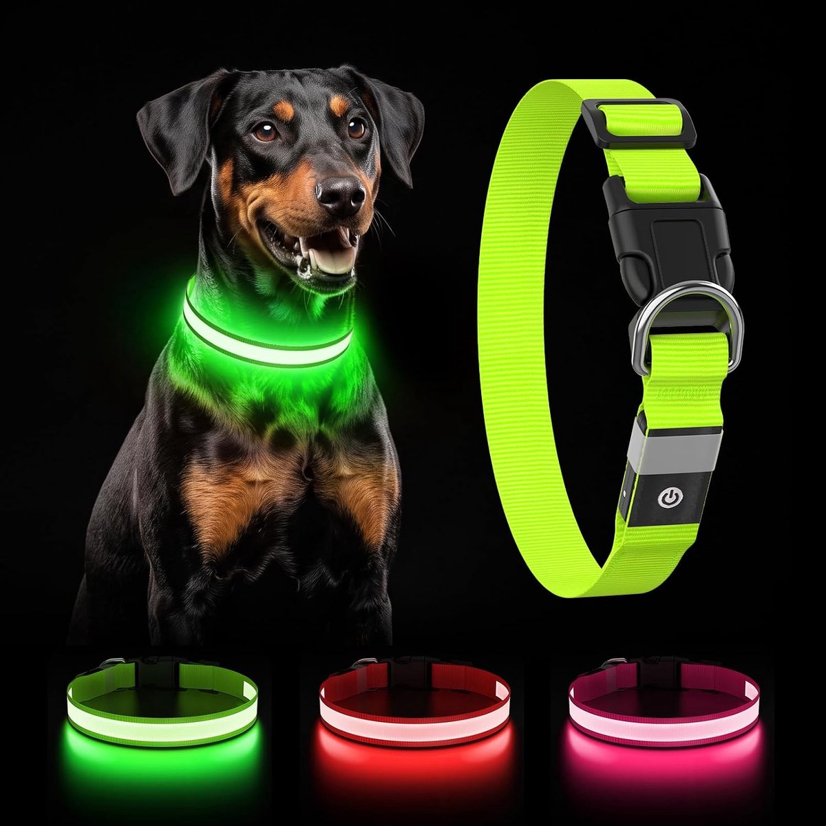 Halsband hond, led-hondenhalsband, oplaadbaar, USB-C