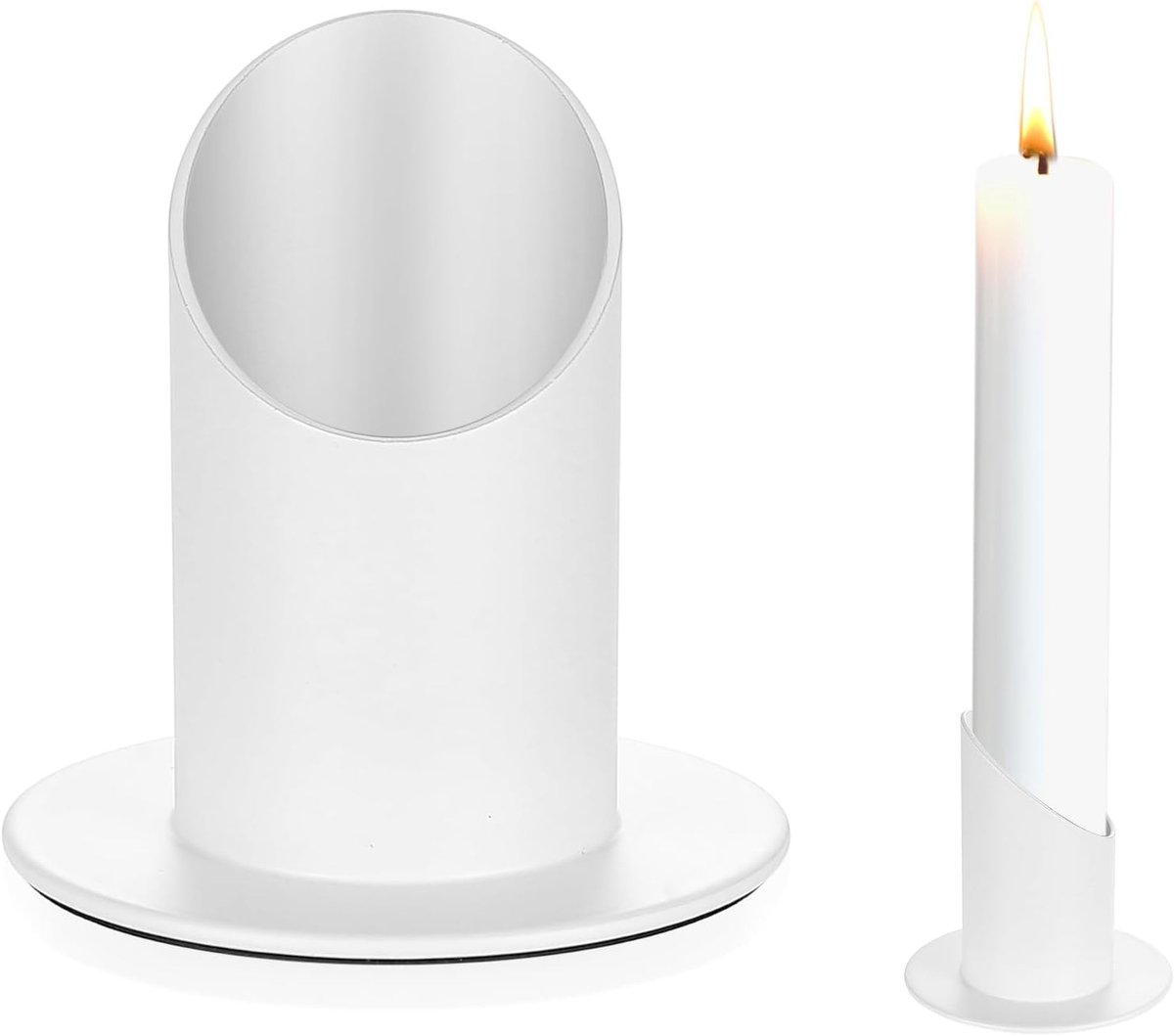 1 x kaarsenhouder van wit metaal, 4 cm, voor communie, doop, tafeldecoratie, wit