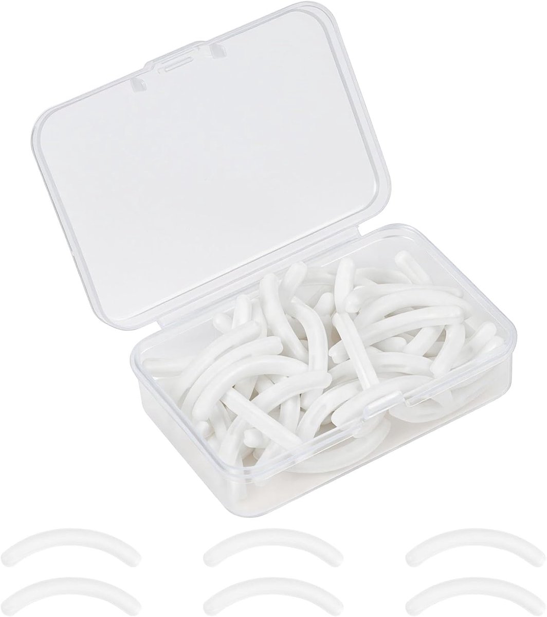 50 stuks wimperkruller van rubber, wimperkruller pads, vervangende wimperkruller pads, wimperkruller navulpads met transparante opbergdoos (wit)