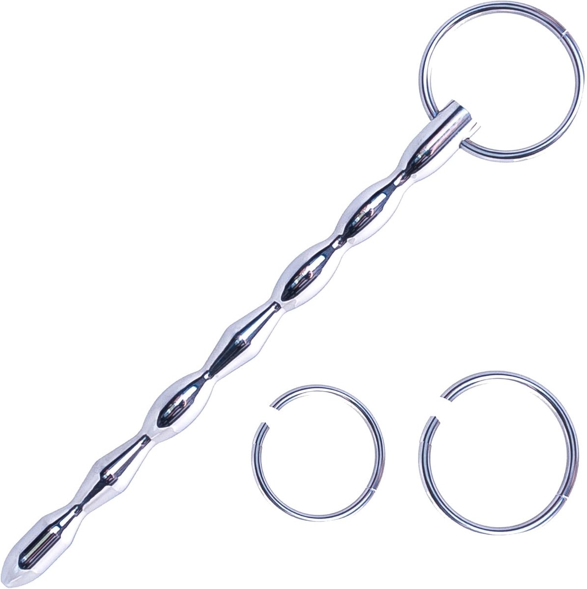 RVS Penis Ketting – XXL Urethra Dilator 17,2cm met 2 Veiligheidsringen Sounding Set voor Mannen Ø 0,52-0,98cm Extreme Hardheid & Progressief Lust-Stretching 61g Massief Staal N16-55