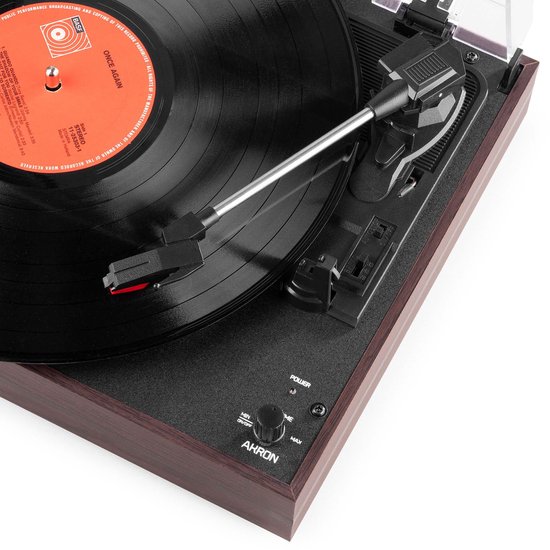 Platenspeler met speakers - Audizio Akron - LP speler - Bluetooth - AUX - 3 snelheden - Donkerbruin — afbeelding 3