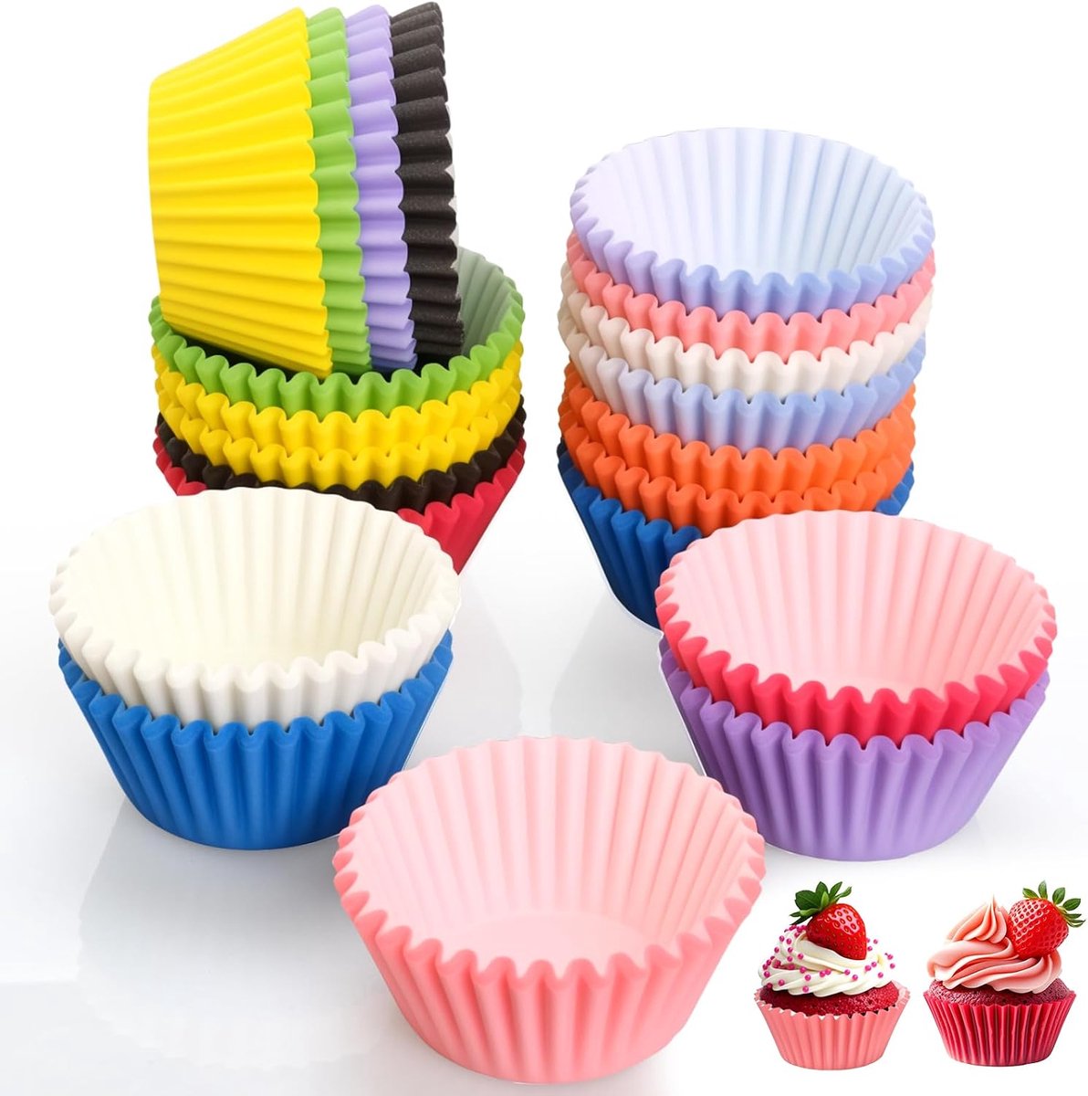 Papier, 500 stuks mini muffins papieren vormpjes, muffinvorm, papier met 10 kleuren, cupcake-vormpjes, mini muffindecoratie, vormpjes voor feest, verjaardag, bruiloft, bakken, dessert