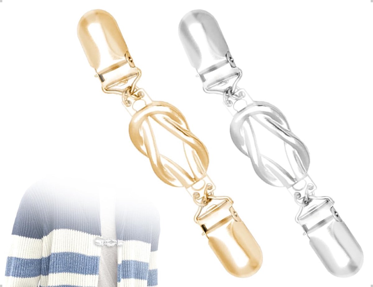 2 vestclips, vintage gespen voor kraag, sjaal en trui, kledingclips, antieke broches, bruikbaar voor bruiloft, feest en dagelijkse kleding voor dames (goud en zilver)