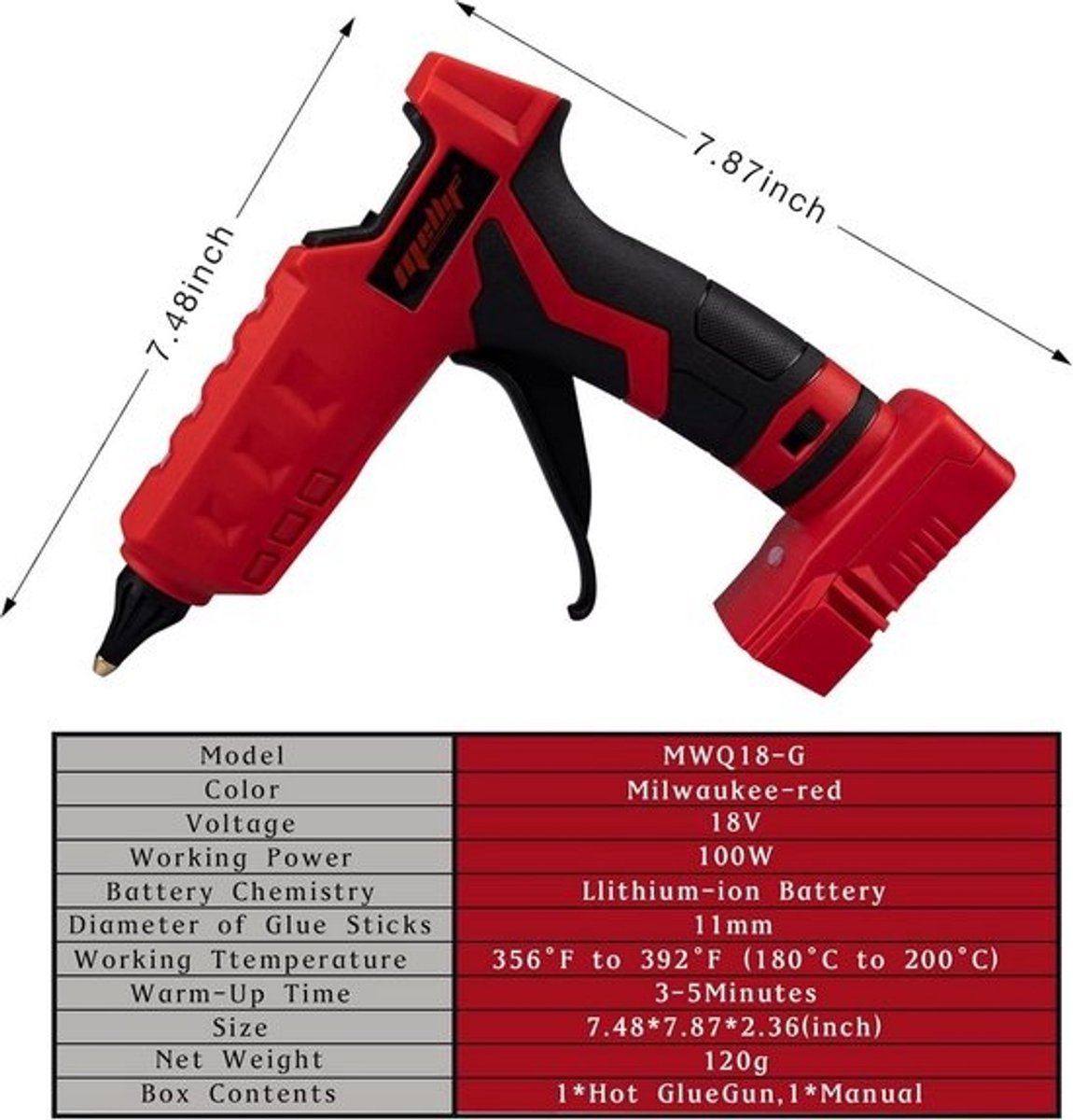 Draadloos 100W Lijmpistool met 11mm Lijmstokken - Ideaal voor Knutselen en Projecten