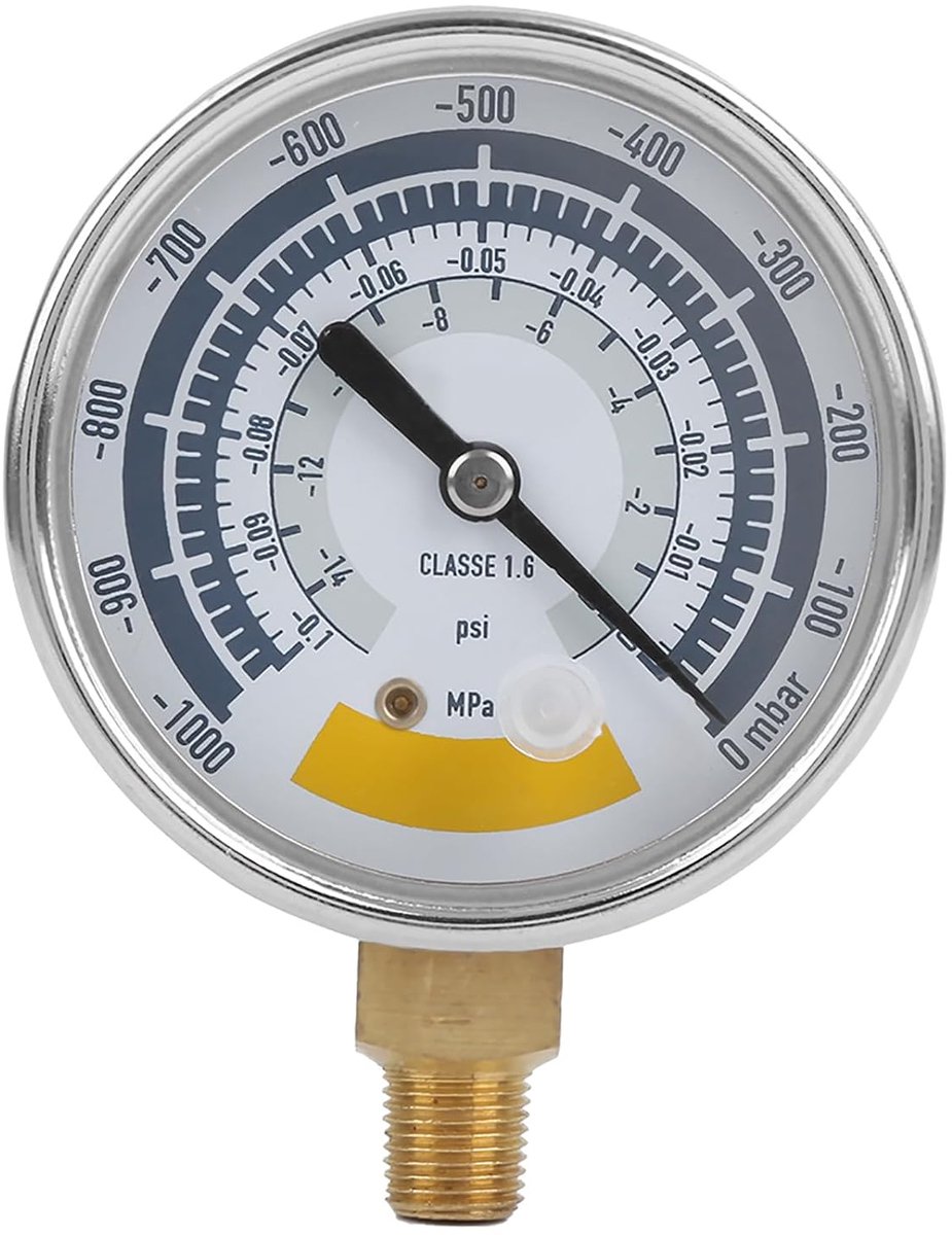 Roestvrij staal, nauwkeurige luchtmeter, 0-14 psi NPT1/8-inch aansluiting, industriële meetgereedschappen voor water, olie en gas voor vacuümpomp