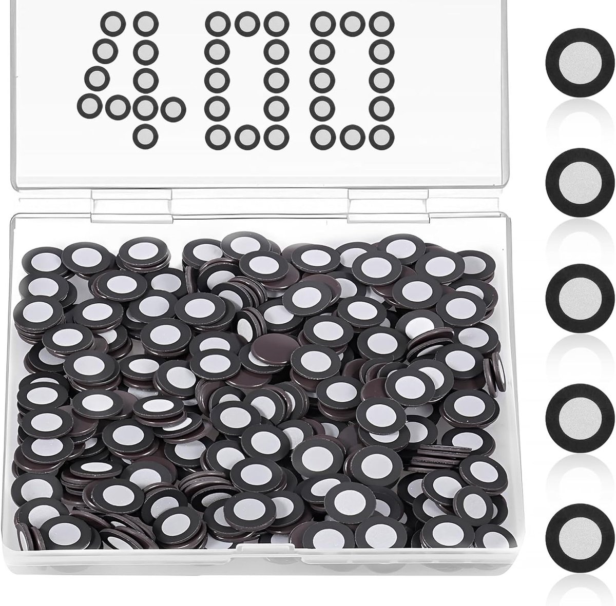 200/400 stuks 3D-scanner-markers, magnetisch, 3D-scanner, binnen 6,0 mm, buiten 10 mm, trackingpunt, hoogreflecterend referentiepunt, voor scannen (zwart, 400 stuks)