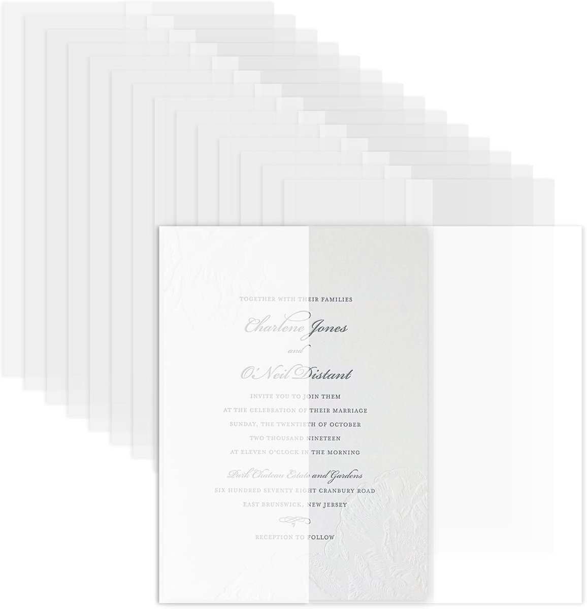 Perkamentpapier voor uitnodigingen, 38 stuks, 13 x 18 cm, perkamenthoezen voor uitnodigingen, voorgevouwen perkamentpapier, doorschijnend, voor bruiloft, bruidsfeest, babyshower, verjaardag