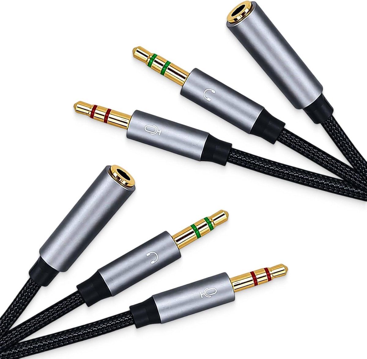 3,5 mm audio Y-adapterkabel - 2 stuks - headset en microfoon - ideaal voor online gamen - ShopVlot