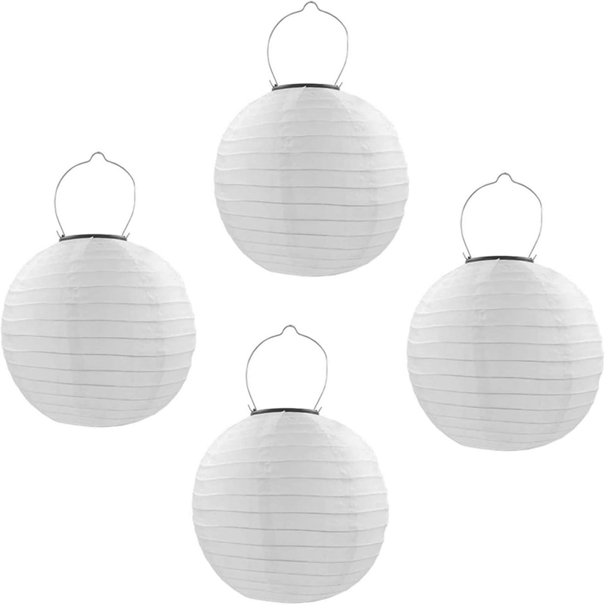 SnelShoppen - LED Solar Lantaarn Set van 4 - 30 cm Waterdichte Nylon Hanglampen voor Tuin, Patio, Balkon, Feest, Bruiloft, Warm Wit Licht