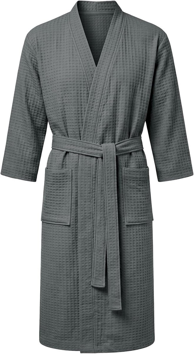 SnelShoppen - Waffle Badjassen Unisex Badhanddoek Body Wrap Lichtgewicht Badjassen Douche Bad Wrap Towel Spa Hotel Waffle Robe Geweven Loungewear Huis