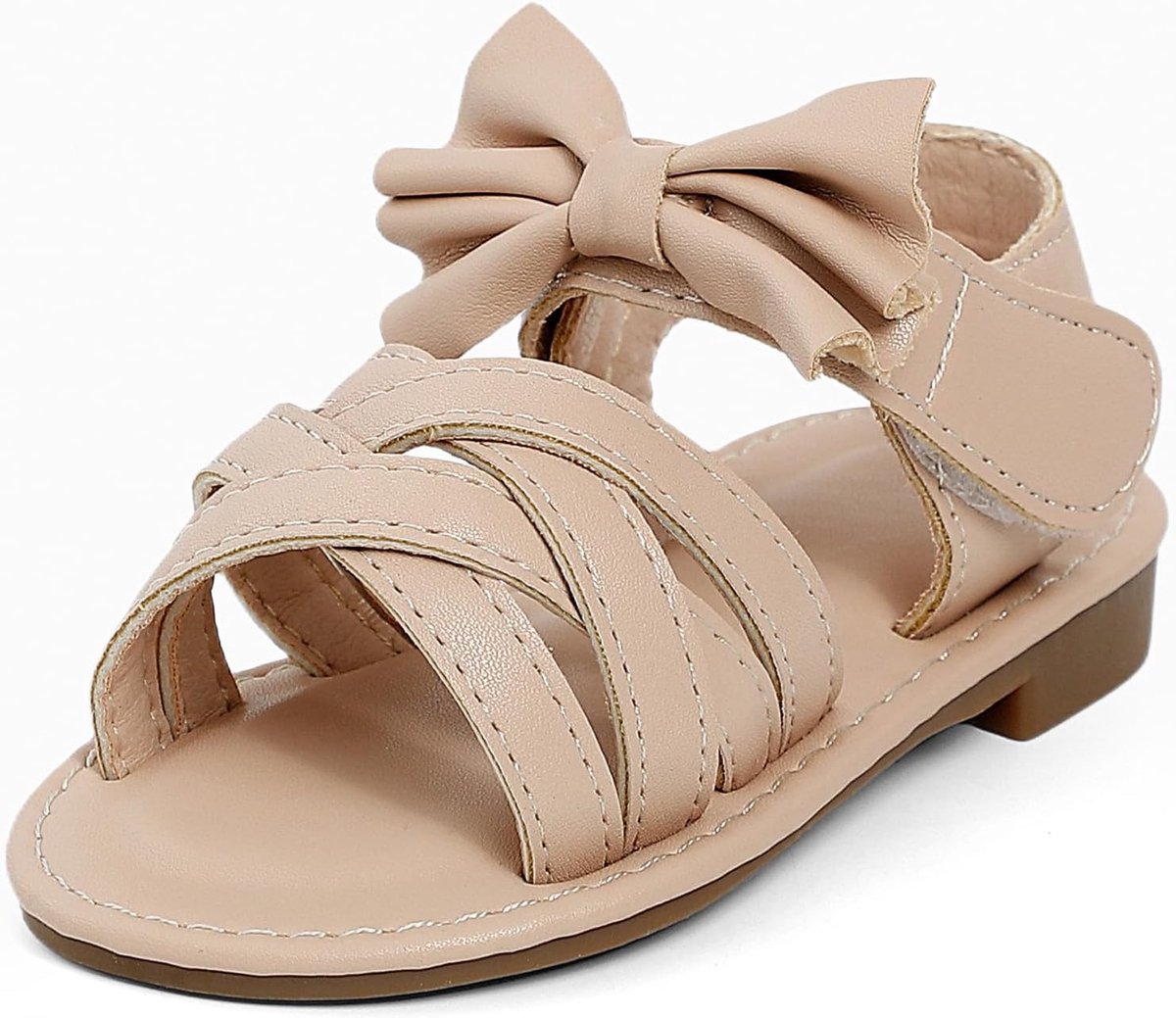 Meisjessandalen 7 UK - beige - open teen - comfortabele platte schoenen voor de zomer - ShopVlot