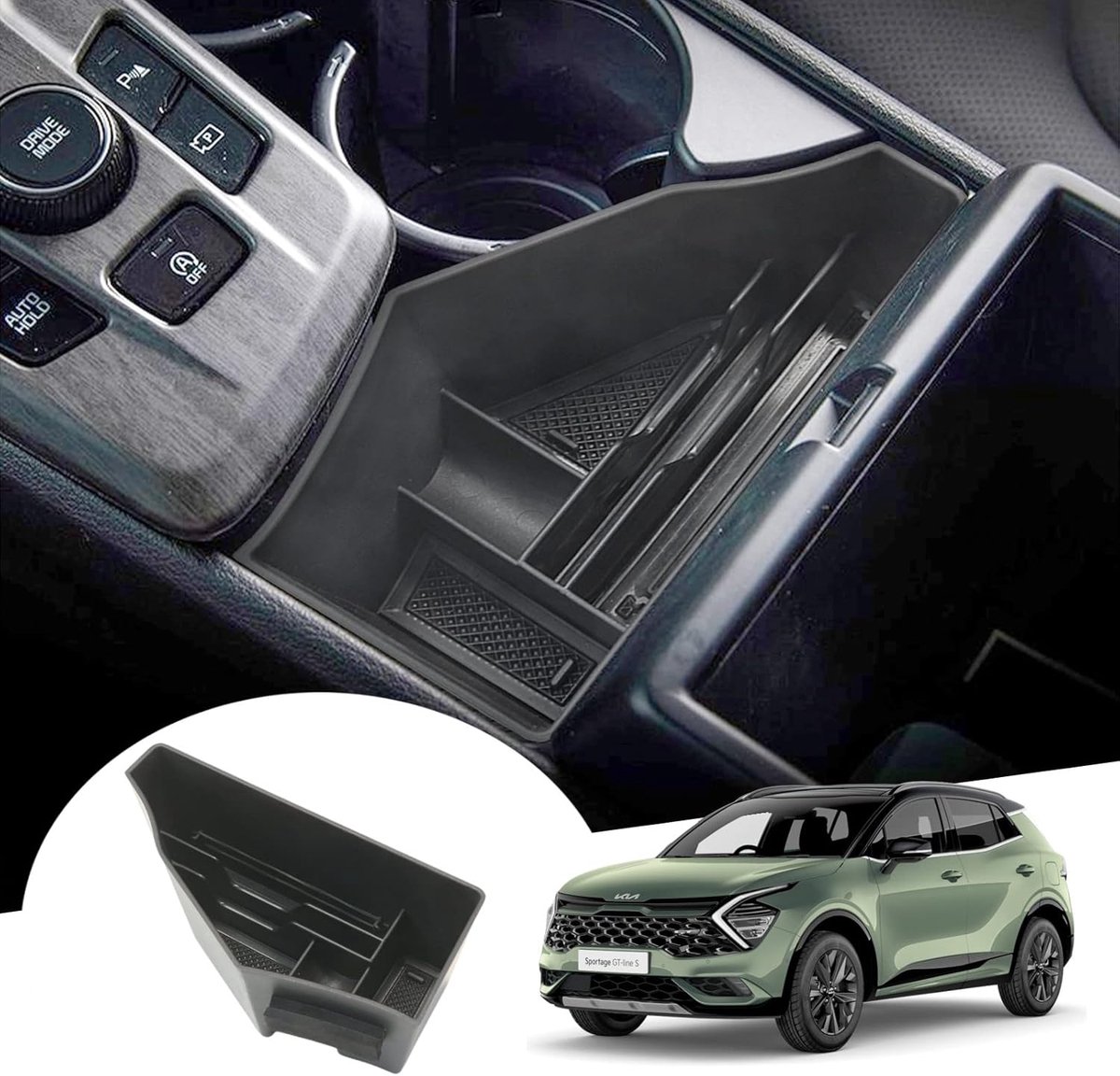 Center console opbergdoos Kia Sportage NQ5 2022-2027 - Organizer tray met matten - Ruimtebesparend - ShopVlot