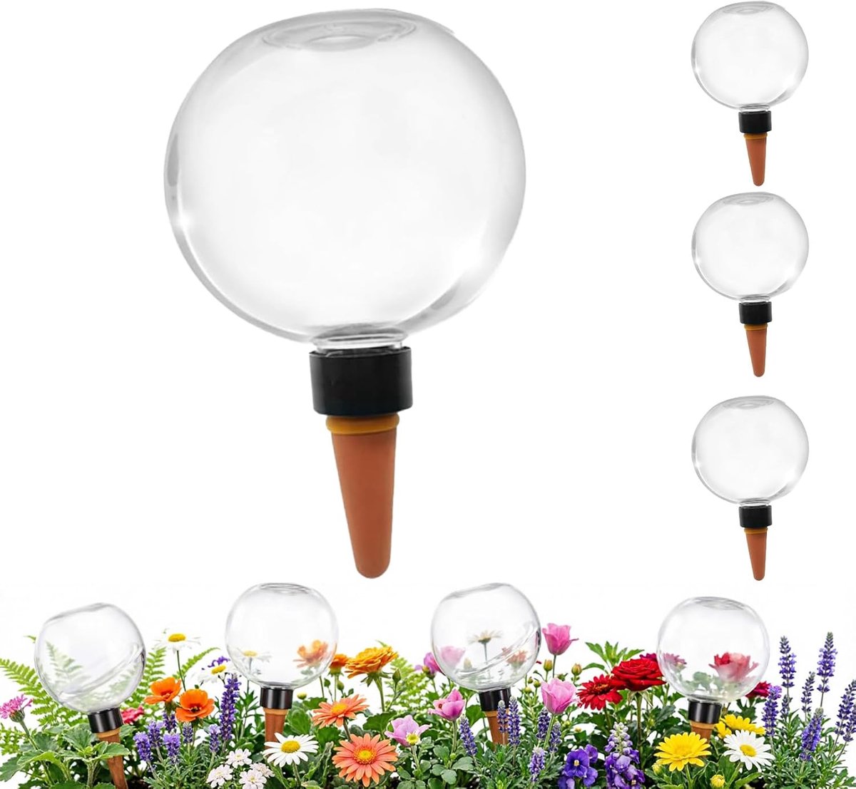 Bewateringsballen voor planten set van 4 - transparant - automatische irrigatie - perfect voor kamerplanten - ShopVlot