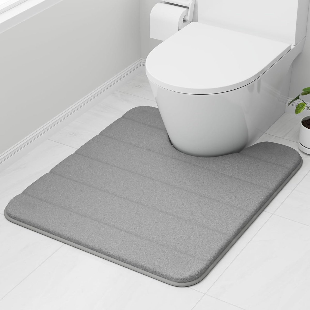 SnelShoppen - Memory-Schaum Toilettenmat 50 x 60 cm Grijs - Ultra-Zacht, Antislip, Super Absorberend Badmat voor Badkamer, Douche, Toilet