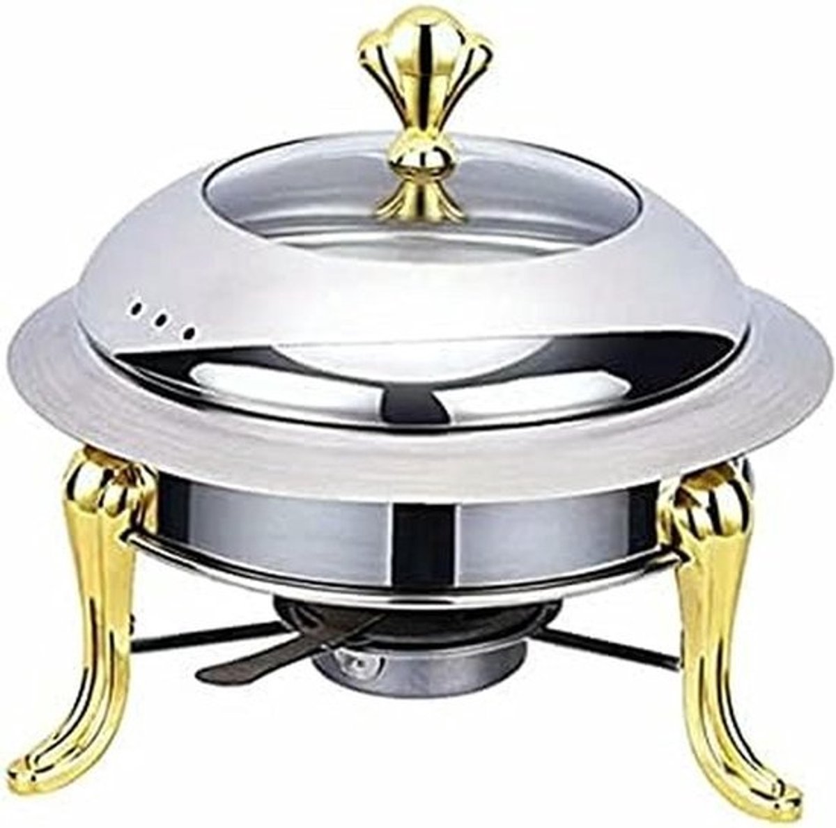RVS-buffetpan - warmhoudpan - voor feesten en evenementen - inclusief brandstofhouders - 28 cm - goud