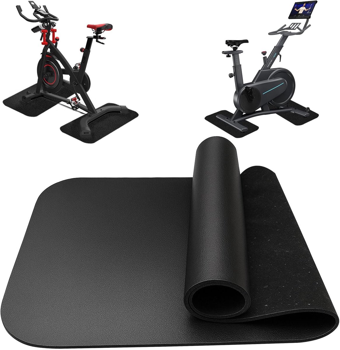SnelShoppen - Set van 2 Vloerbeschermingsmatten voor Sport- en Fitnessapparatuur - 28 x 70 cm - Dikte 6 mm - Duurzaam PU en PVC - Ideaal voor Loopband