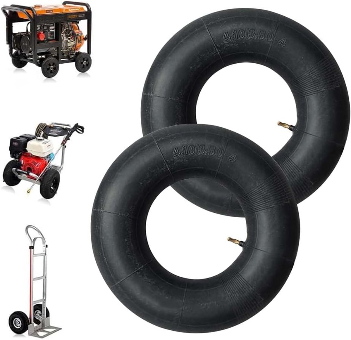 SnelShoppen - 2x Binnenband voor Kruiwagenwiel 4.10/3.50-4 met Rechte Ventielstam - Hoogwaardige Vervangende Banden voor Kruiwagens, Tractors, Maaimac