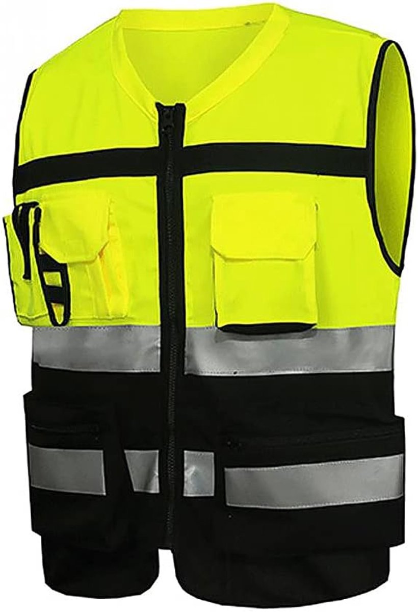 Vesten met hoge zichtbaarheid SENRISE Hi Viz High VIS zichtbaarheidsvesten, 2-bands reflecterende veiligheidsvest voor aannemers, veiligheidsvest, vest voor buiten, maat L-3XL (1 pak,