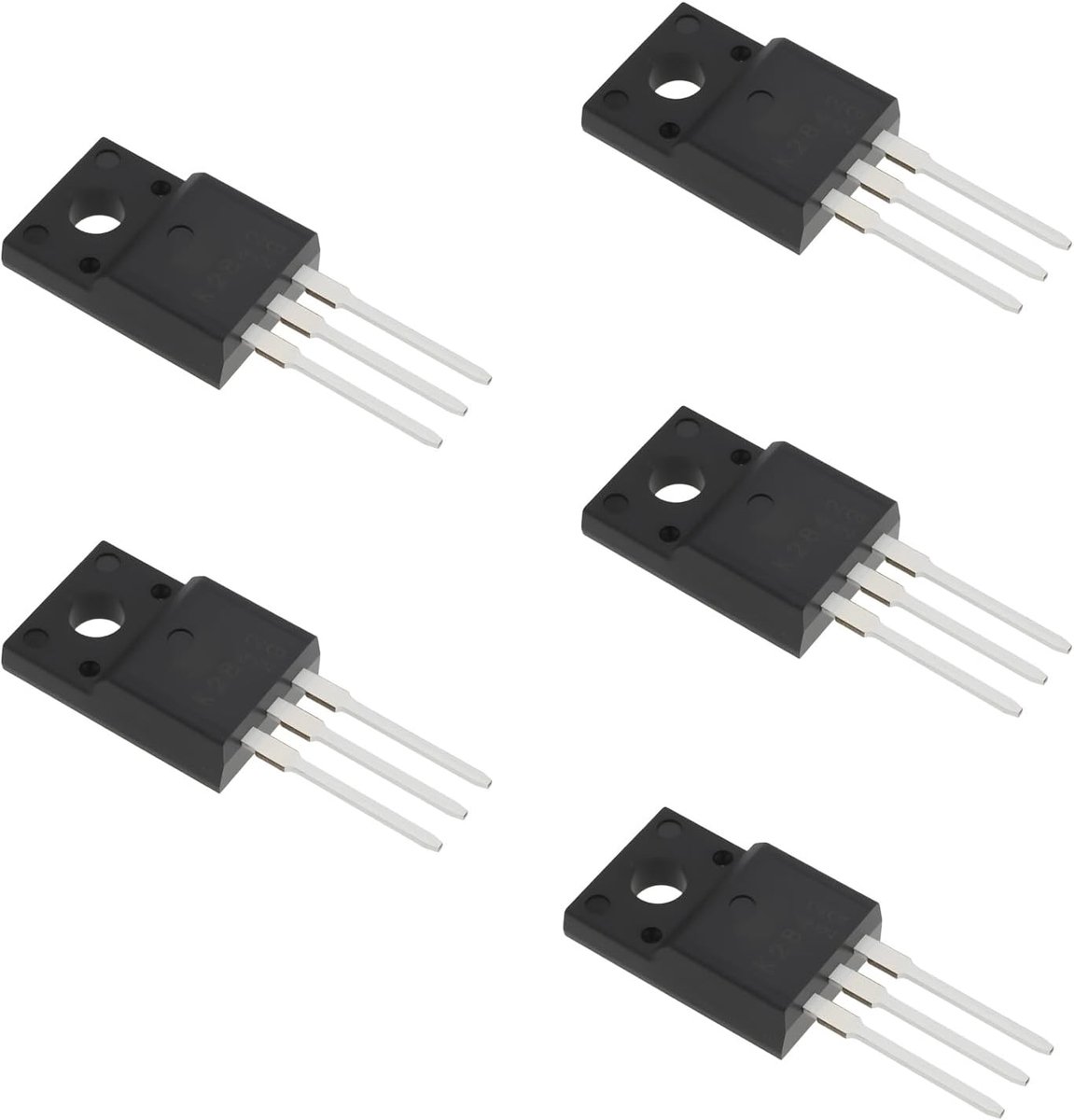 5-pack N-kanaal MOSFET Transistor 2SK2842 TO-220F 500V 12A voor SMPS Motor Drive Compatibel met Schakelmodus Voedingen Motoraandrijvingen Omvormers Controleborden
