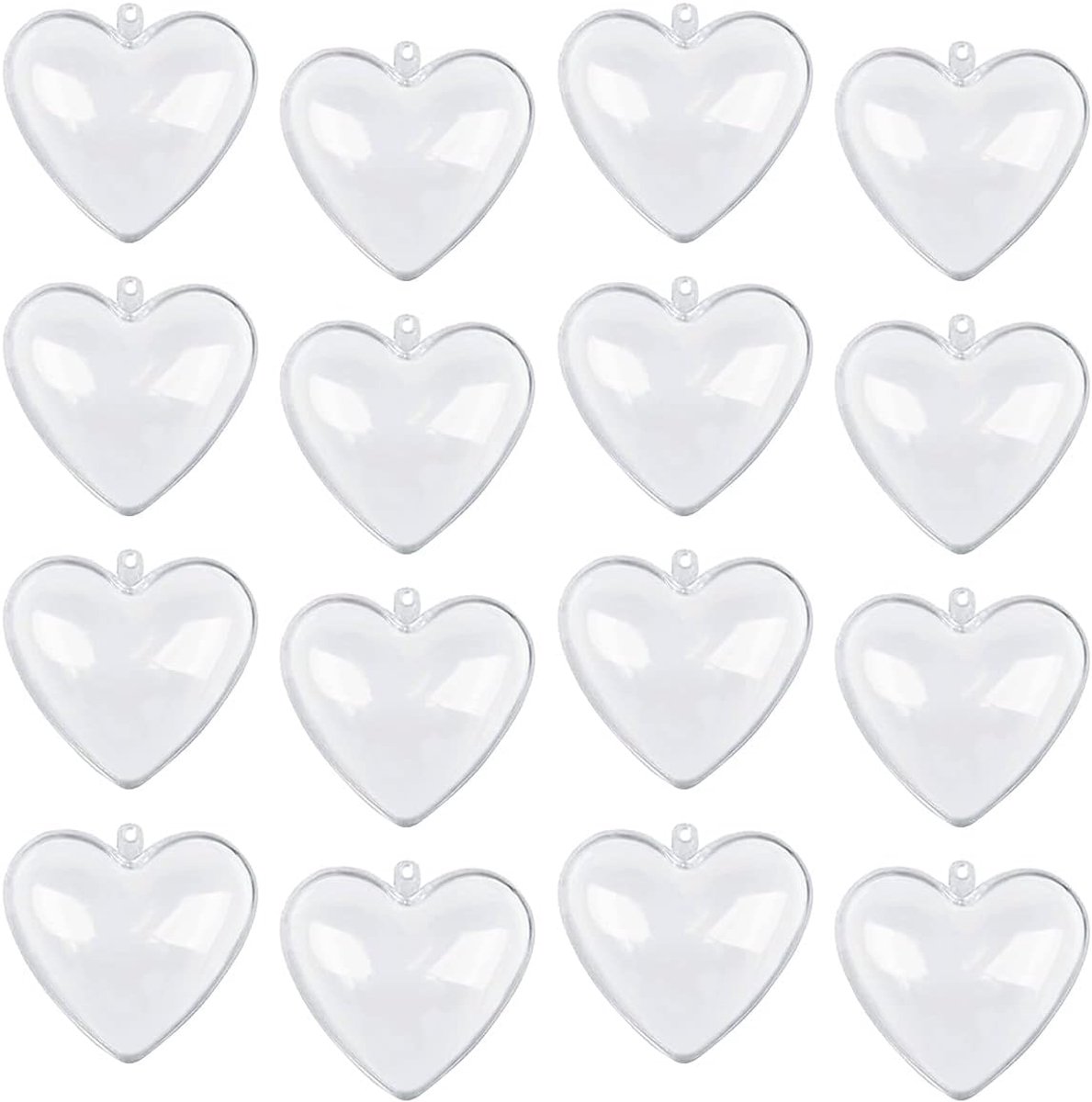 20 stuks doorzichtig hart kunststof vulbare ballen ornament hartvorm DIY kunststof bal voor Valentijnsdag decoratie bruiloft party decoratie badbomb knutselen vorm