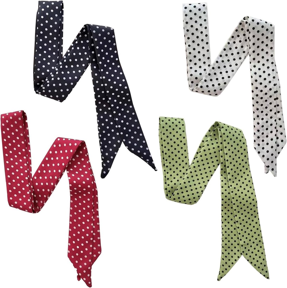 Halsdoeken voor dames, klassieke doeken met polka-dot-patroon, elegante haardoeken, boho-chic-haarbanden, taillesjerpen, handtassen, zonnehoeden, decoratief