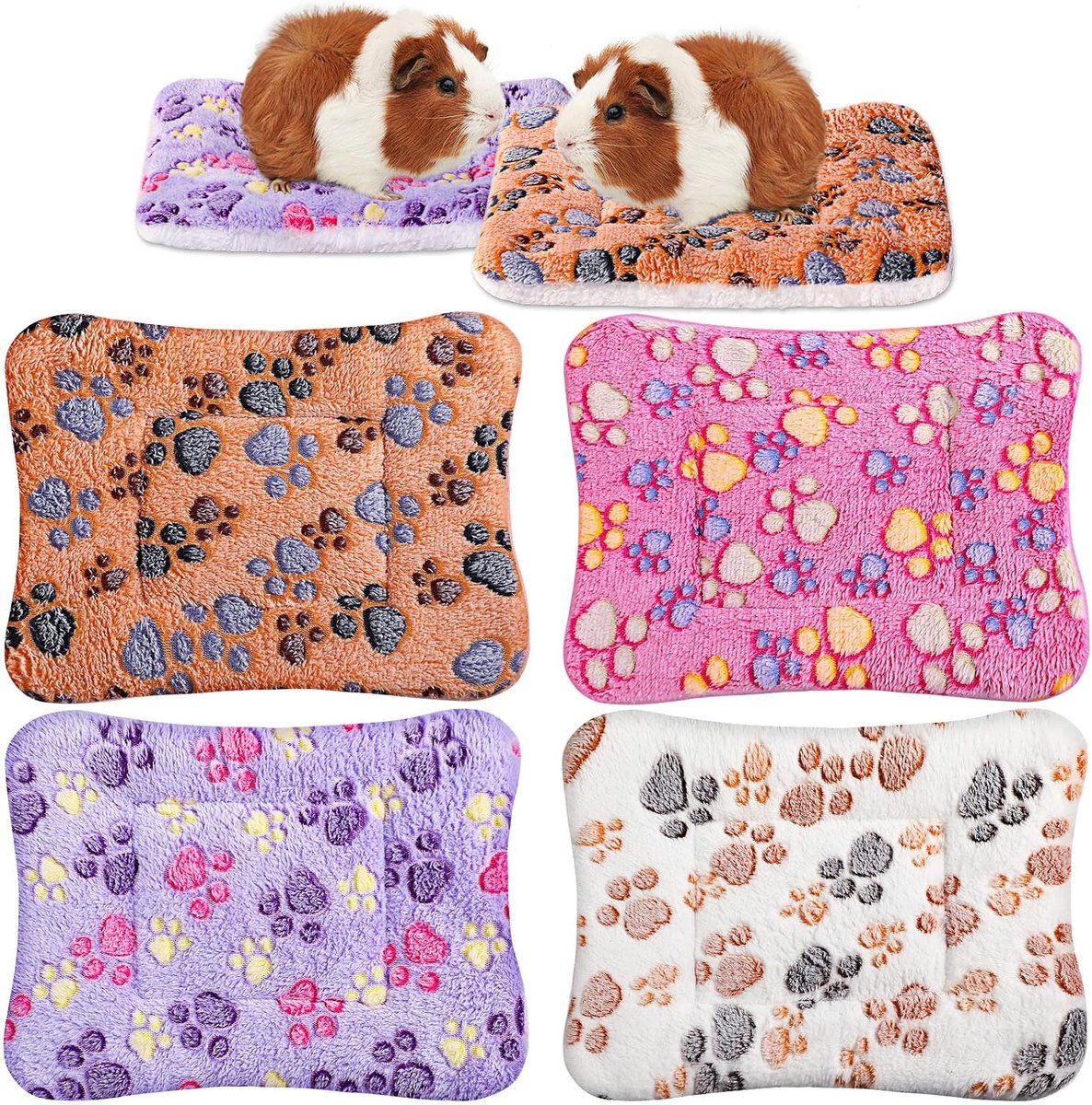 4-pack ultra zachte hondenkattenbedmat met schattige prints omkeerbare fleece hondenkratkennel pad verdikte hamster cavia-bed gezellige hondenbedmat wasbaar huisdierbed voor kleine dieren (12,6 x 9,8 inch)