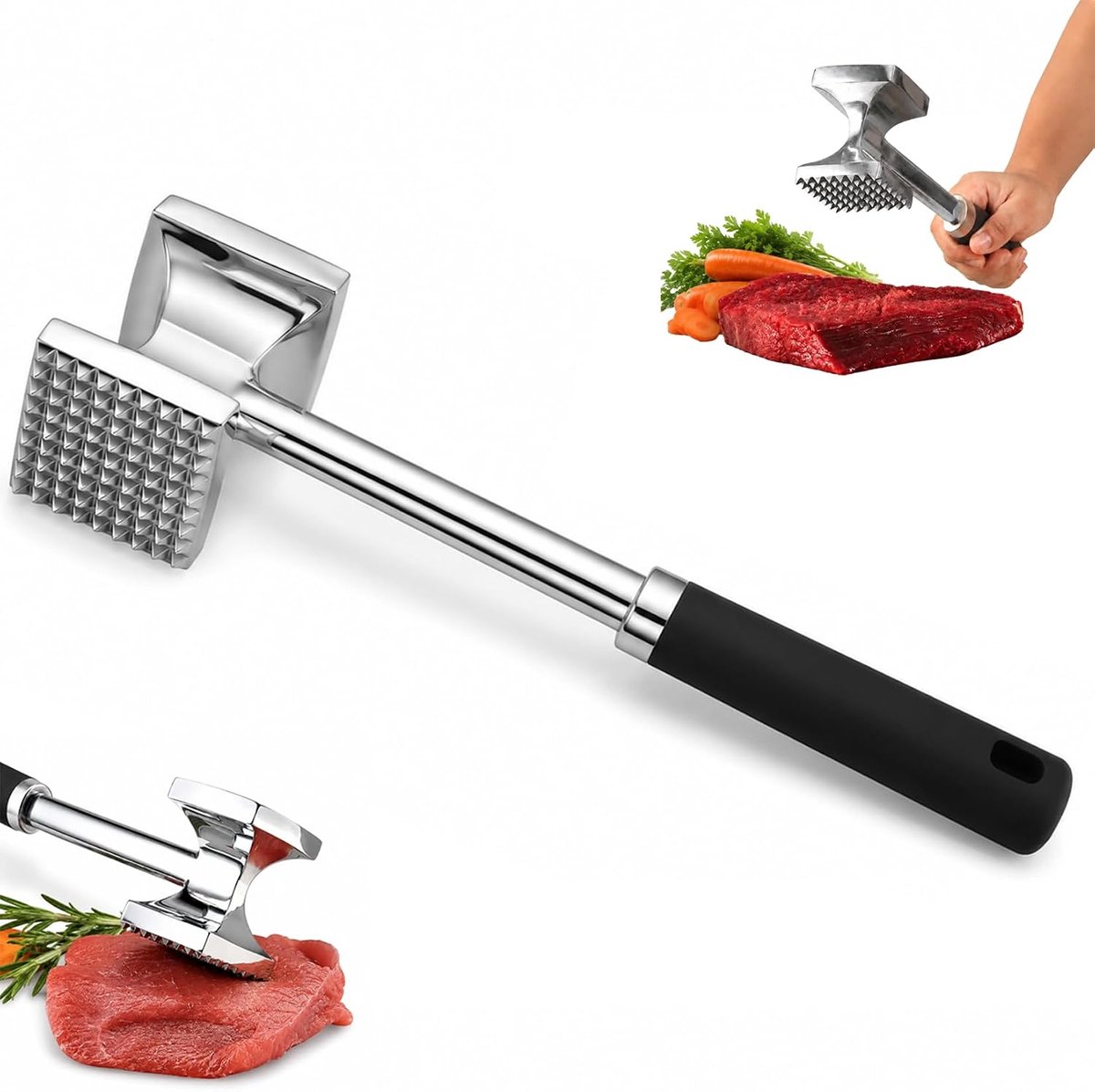 Vleeshamer roestvrij staal, 27 cm dubbelzijdige snijhamer