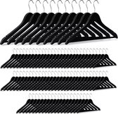Relaxdays 90x kledinghanger - hout - met broeklat - kleerhangers - klerenhangers - zwart