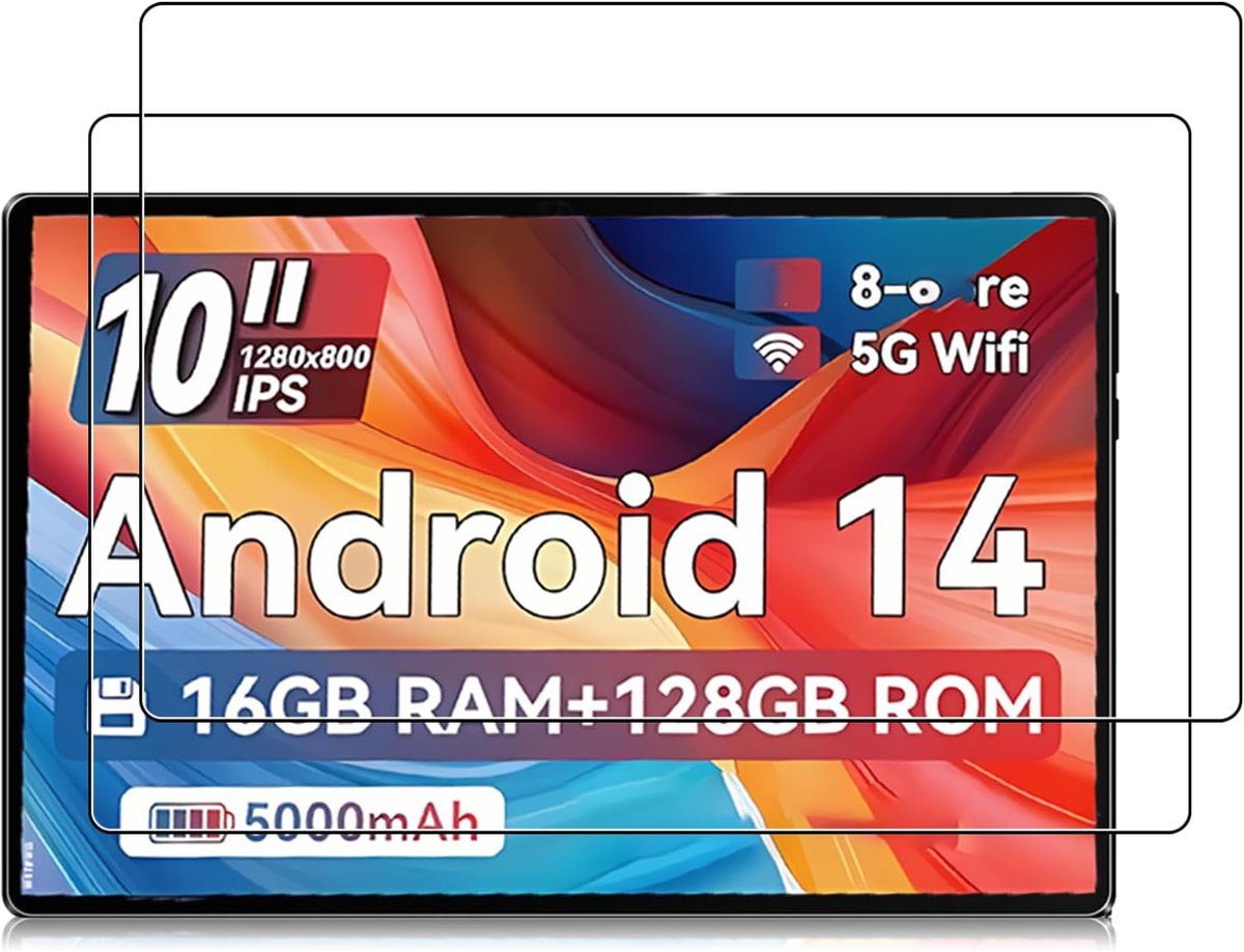 2 stuks schermbescherming voor Ainmel AMNC12 10 inch tablet, daunke gehard glas, foliebescherming, luchtbelvrij, HD-helder, ultra bestendig, krasbescherming