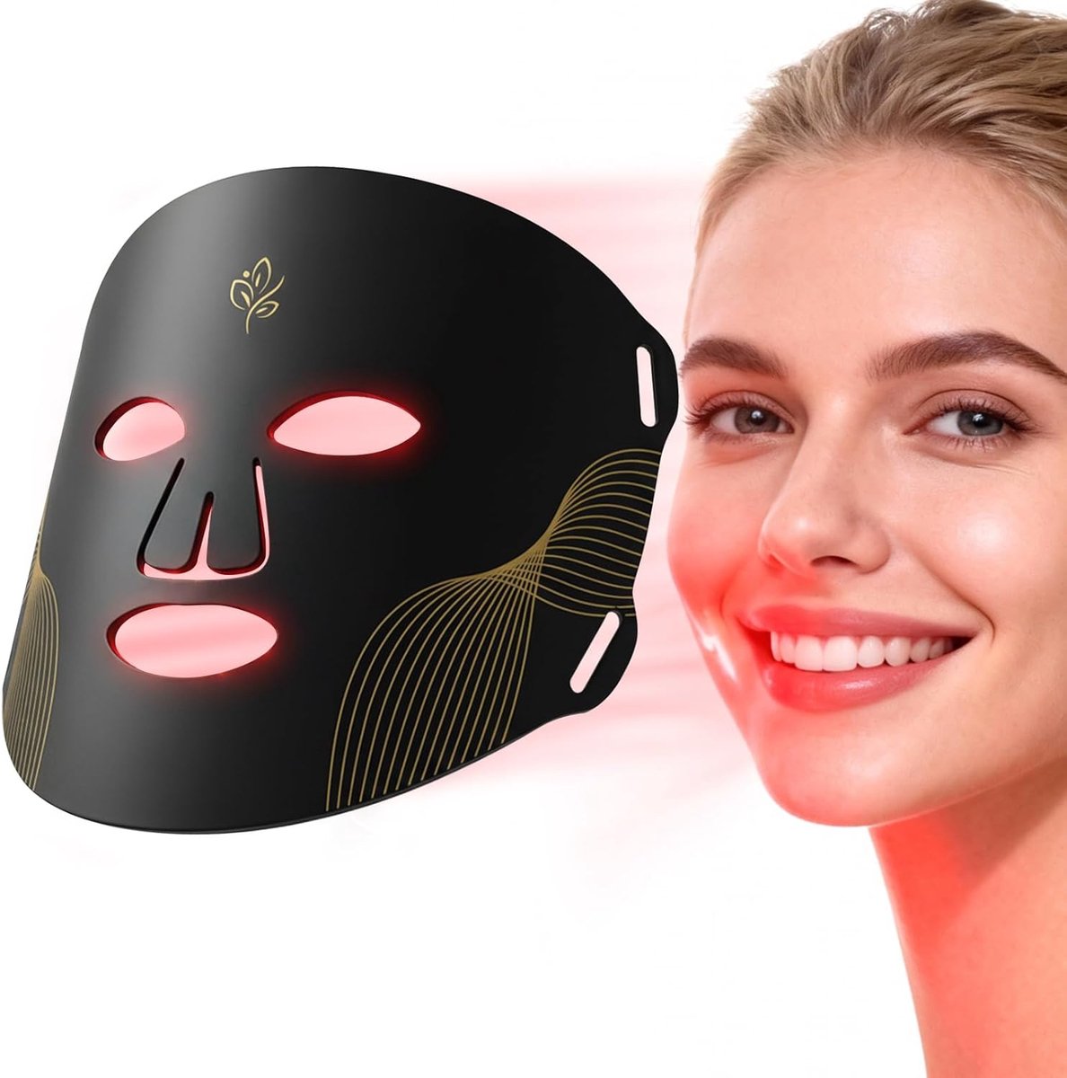 SnelShoppen - LED-lichttherapiemasker voor Gezichtsverzorging - Draagbaar Rood Licht Huidverzorging Masker - Thuisgebruik, Compact Ontwerp, Eenvoudig