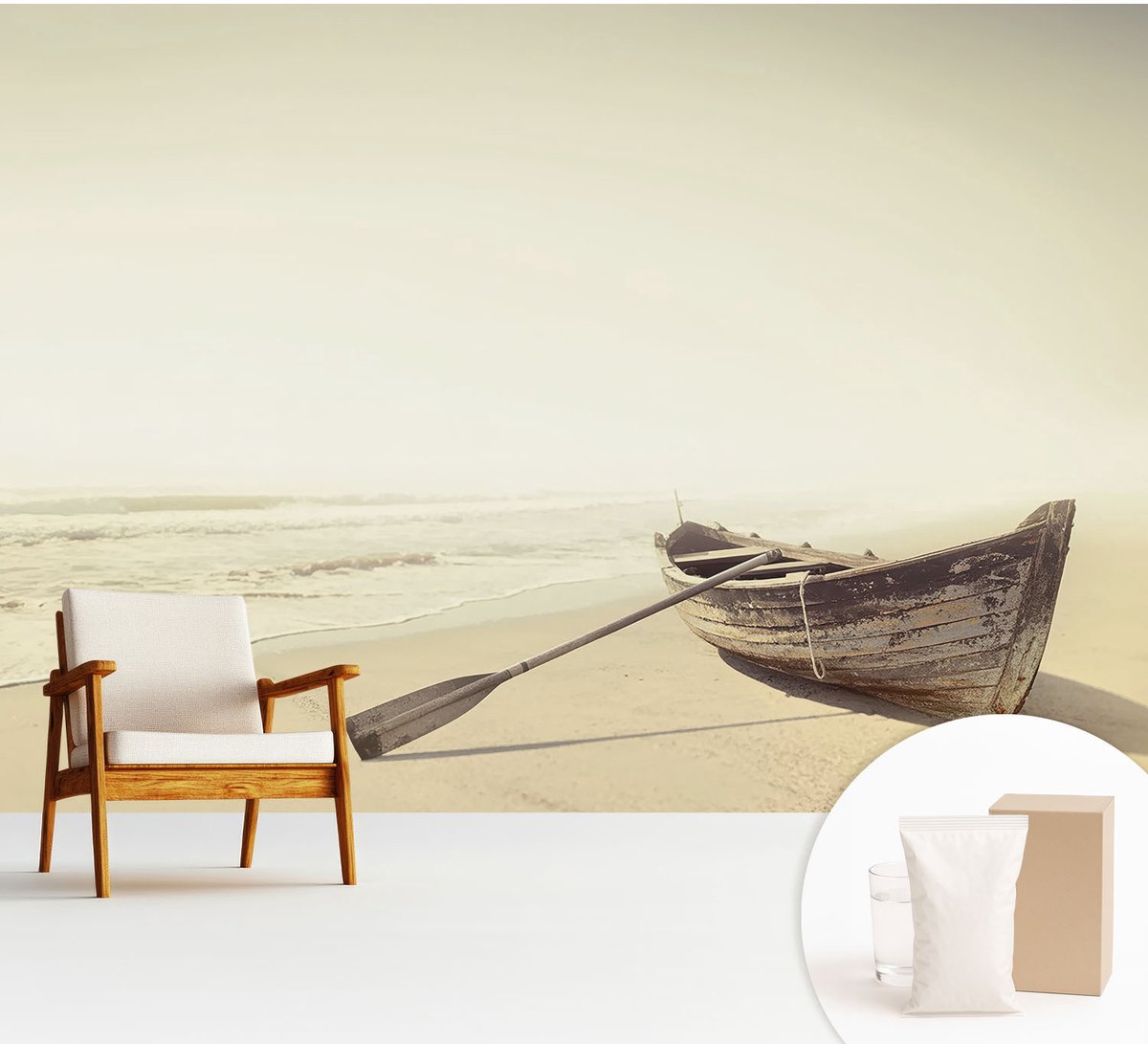 Wallfluent Fotobehang - Wit Vliesbehang - 312x219 cm - Rust Aan Zee Muurschildering - Gang behang Landschappen - Fotobehang Vlies - Slaapkamer behang