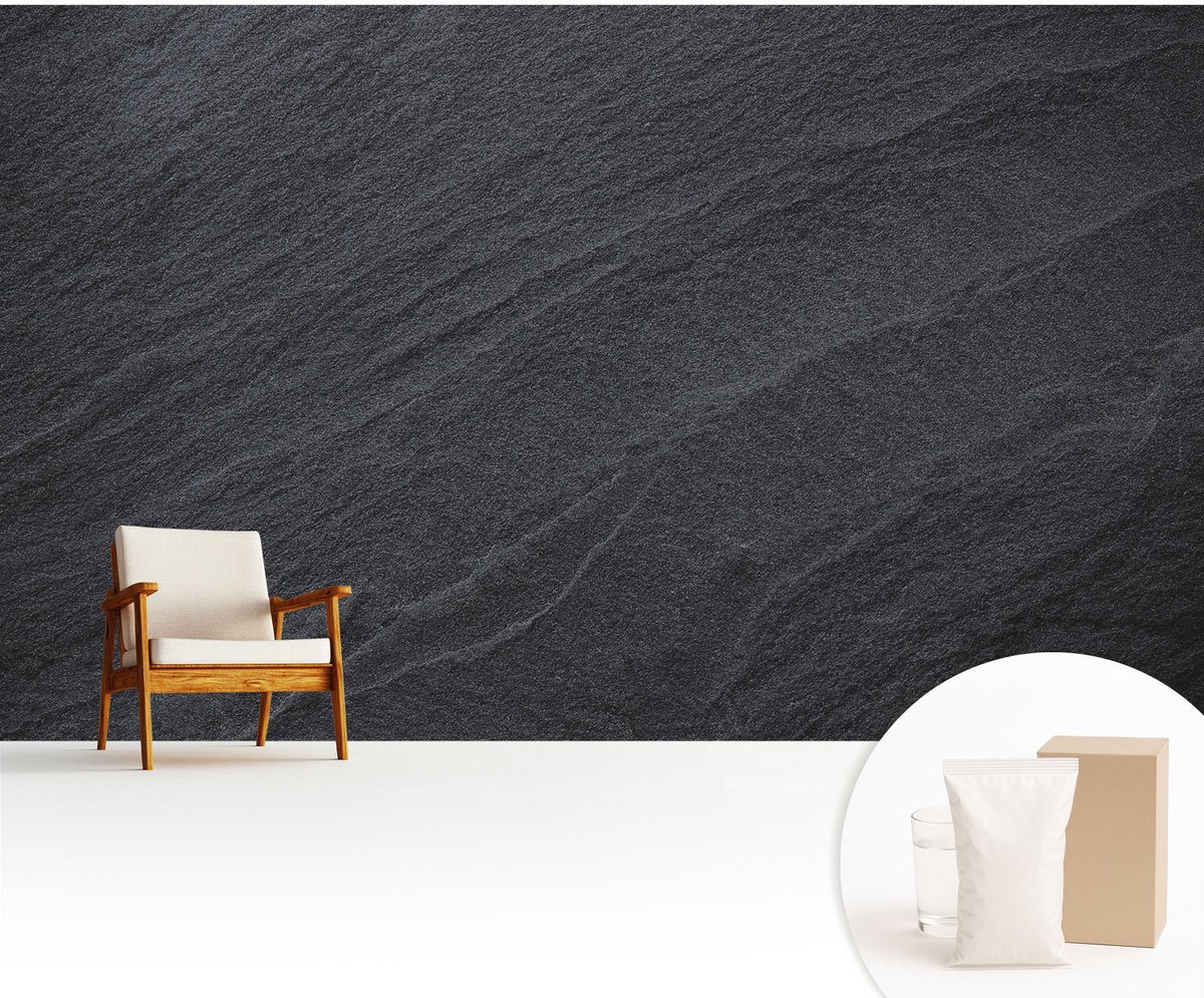 Wallfluent Fotobehang - Zwart Vliesbehang - 416x254 cm - Stenen Elegantie Muurschildering - Gang behang Texturen - Fotobehang Vlies - Gang behang