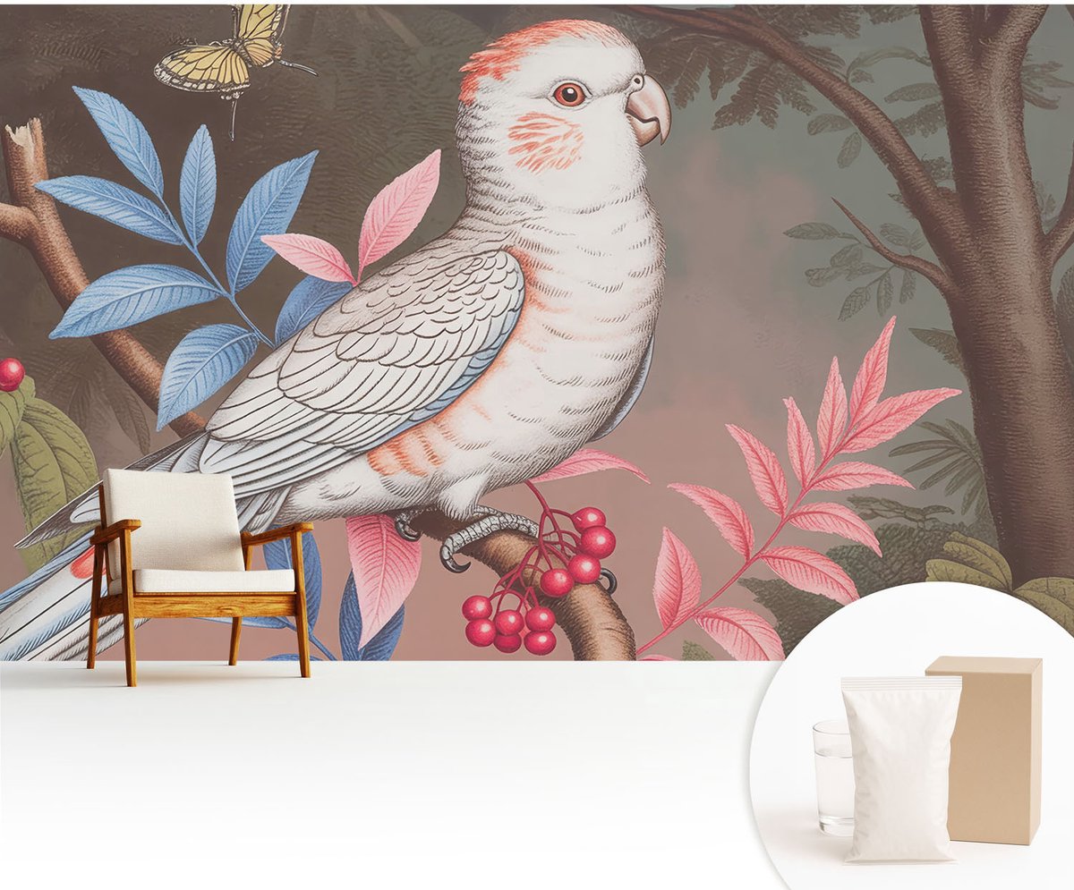 Wallfluent Fotobehang - Bruin Vliesbehang - 416x254 cm - Tropische Natuur Muurschildering - Slaapkamer behang Dieren - Fotobehang Vlies - Gang behang
