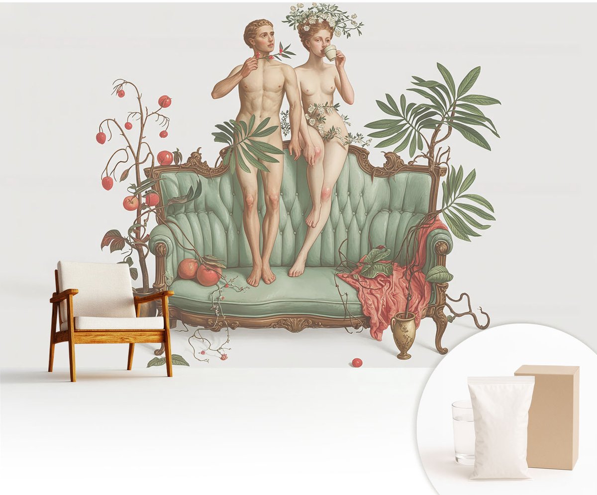 Wallfluent Fotobehang - Groente Vliesbehang - 416x254 cm - Mysterieuze Elegantie Muurschildering - Slaapkamer behang Deel - Fotobehang Vlies - Slaapkamer behang