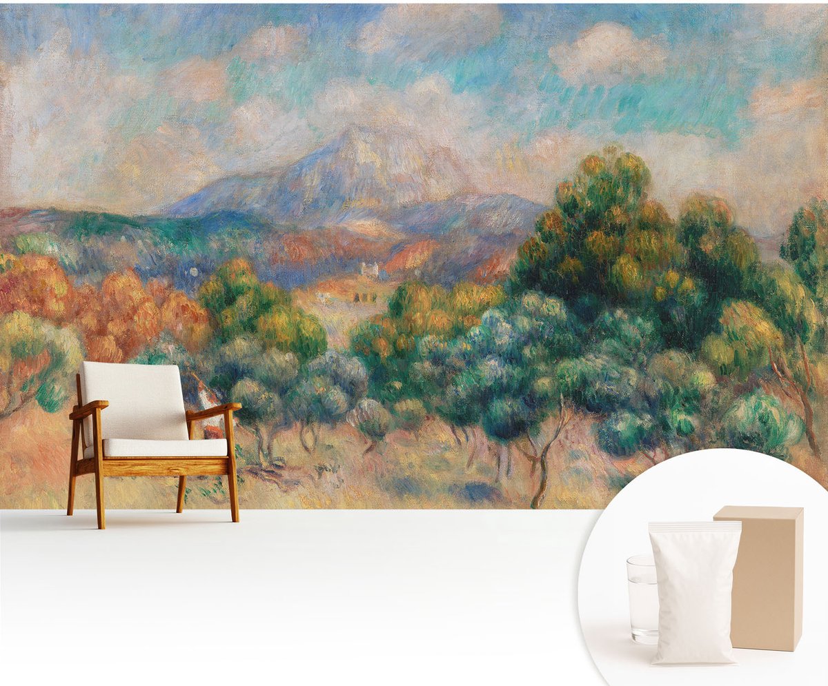 Wallfluent Fotobehang - Blauw Vliesbehang - 416x254 cm - Berglandschap Muurschildering - Slaapkamer behang Landschappen - Fotobehang Vlies - Slaapkamer behang