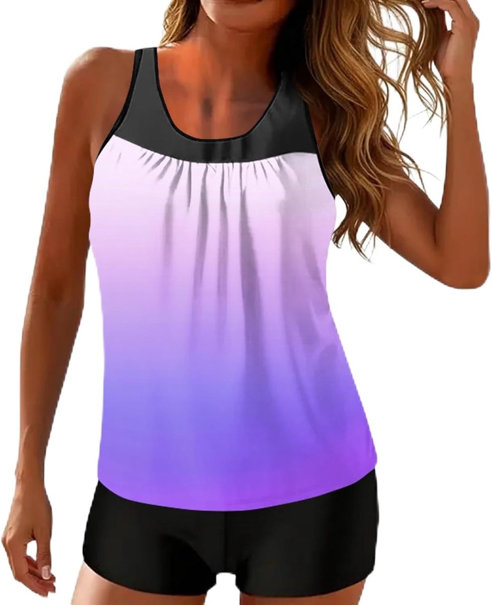 Tankini set met push-up bh en hoge taille bikinibroek