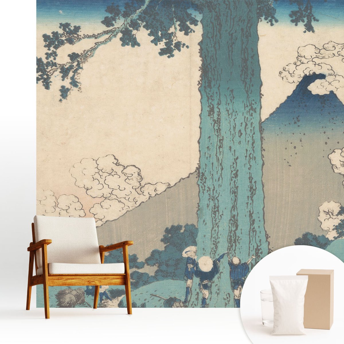 Wallfluent Fotobehang - Blauw Vliesbehang - 250x250 cm - Bergpanorama Fotobehang Vlies - Hal behang Landschappen - Muurschildering - Woonkamer behang