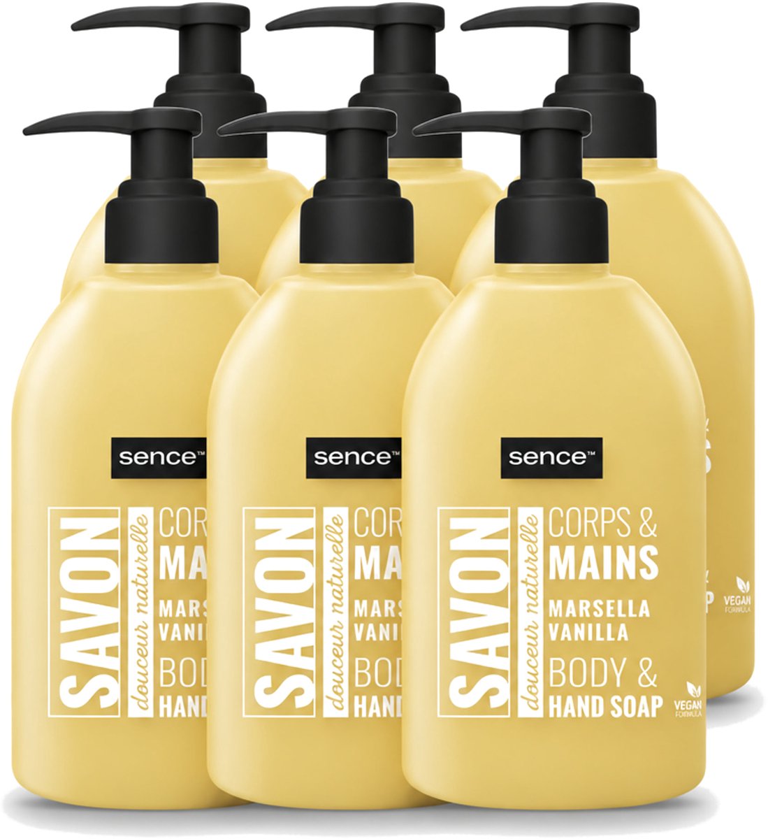 6 x Sence - La Maison Du Savon De Marseille - Handzeep - Vanille - Hygiënisch - 500 ml - Voordeelverpakking - 6 stuks