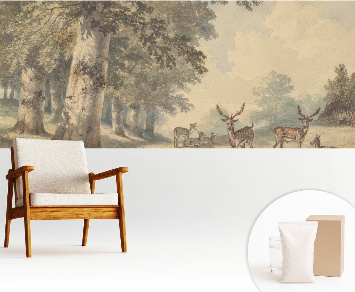 Wallfluent Fotobehang - Beige Vliesbehang - 250x104 cm - Bosvrede Muurschildering - Gang behang Landschappen - Fotobehang Vlies - Slaapkamer behang